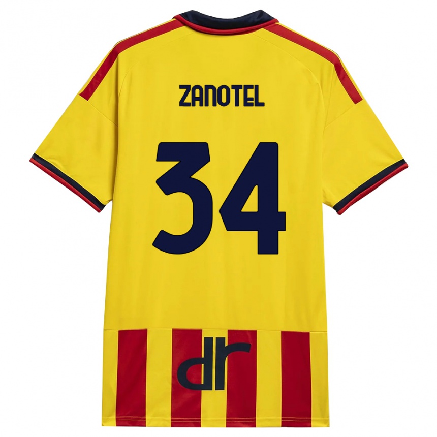 גברים כדורגל Giovanni Zanotel #34 צהוב אדום ג'רזי ביתית 2026/27 גברים כדורגל Giovanni Zanotel #34 צהוב אדום ג'רזי ביתית 2026/27