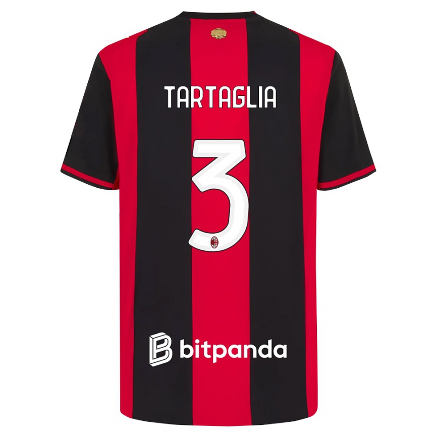 גברים כדורגל Edoardo Tartaglia #3 אדום שחור לבן ג'רזי ביתית 2026/27