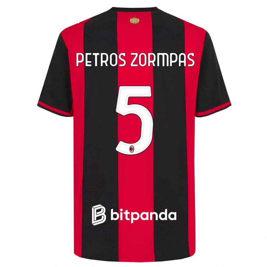 גברים כדורגל Spyridon Petros Zormpas #5 אדום שחור לבן ג'רזי ביתית 2026/27