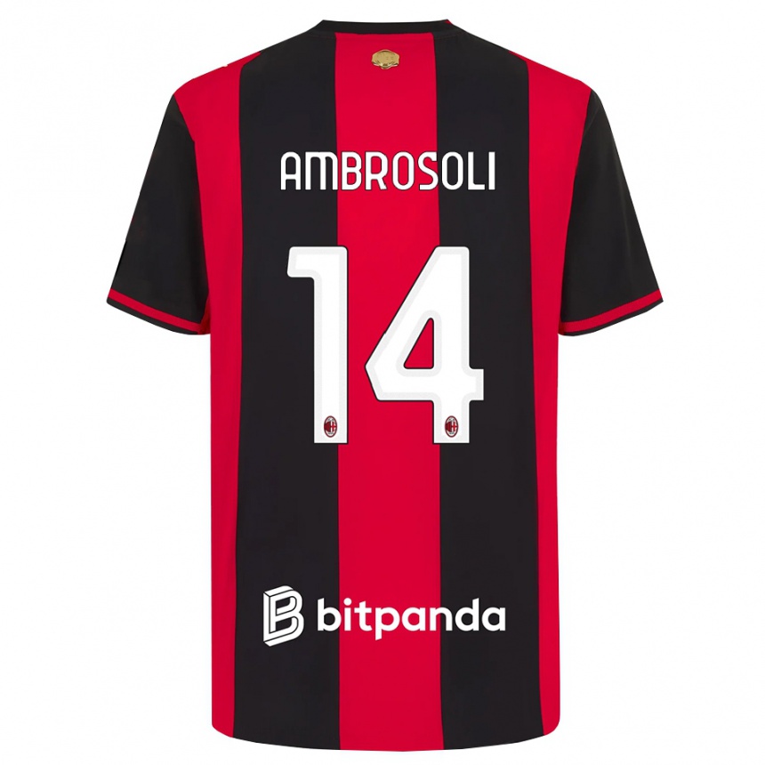 גברים כדורגל Pietro Ambrosoli #14 אדום שחור לבן ג'רזי ביתית 2026/27
