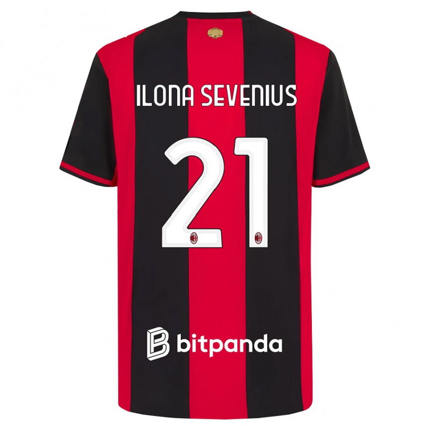 גברים כדורגל Oona Ilona Sevenius #21 אדום שחור לבן ג'רזי ביתית 2026/27