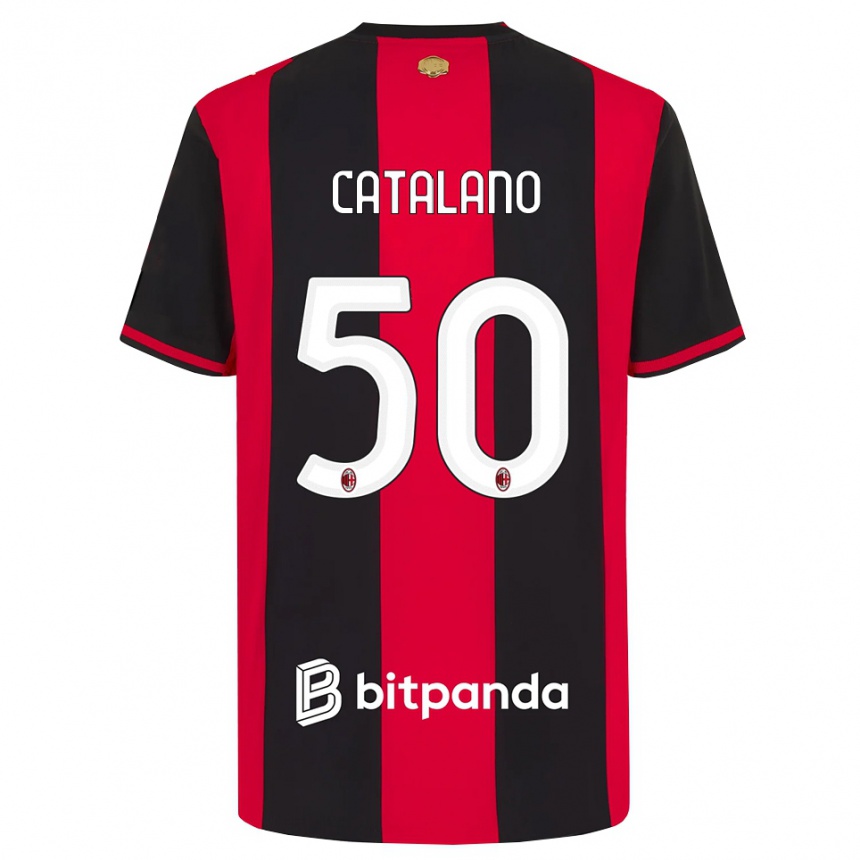 גברים כדורגל Alessio Catalano #50 אדום שחור לבן ג'רזי ביתית 2026/27