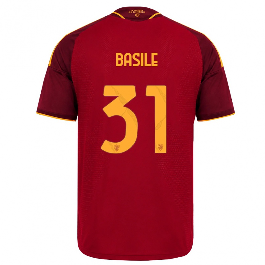 גברים כדורגל Filippo Basile #31 אדום זהוב צהוב ג'רזי ביתית 2026/27 גברים כדורגל Filippo Basile #31 אדום זהוב צהוב ג'רזי ביתית 2026/27