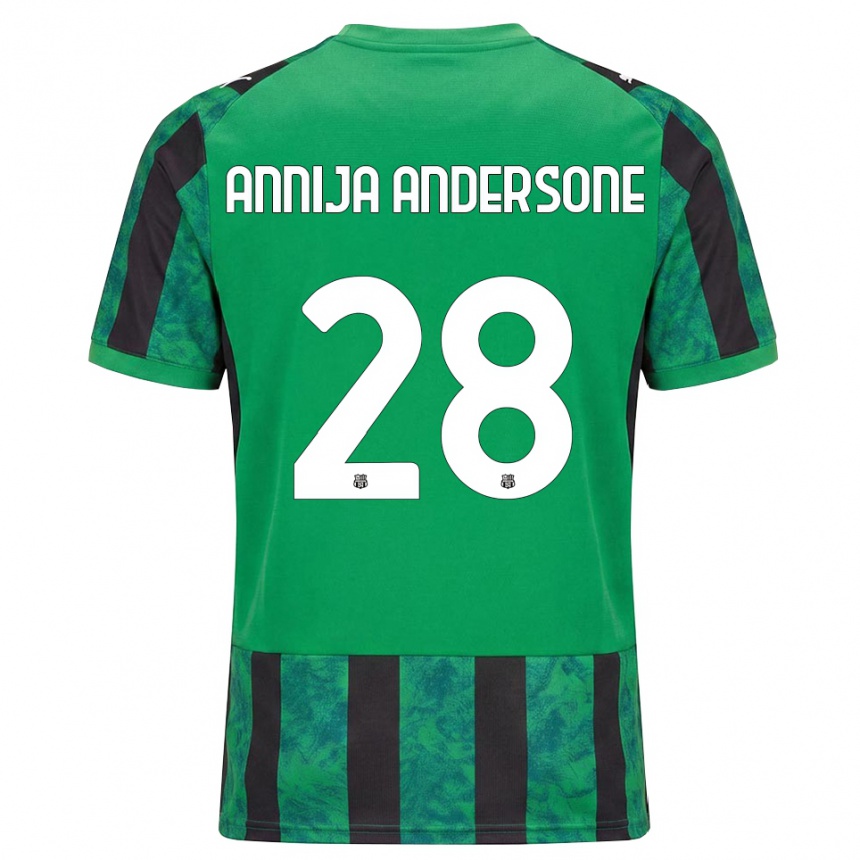 גברים כדורגל Gabriela Annija Andersone #28 ירוק שחור לבן ג'רזי ביתית 2026/27