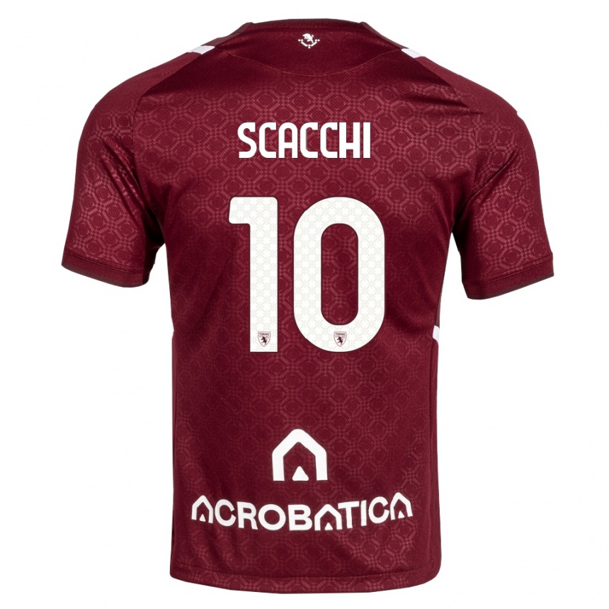 גברים כדורגל Manuel Scacchi #10 בורדו לבן ג'רזי ביתית 2026/27