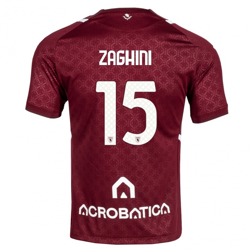 גברים כדורגל Mattia Zaghini #15 בורדו לבן ג'רזי ביתית 2026/27