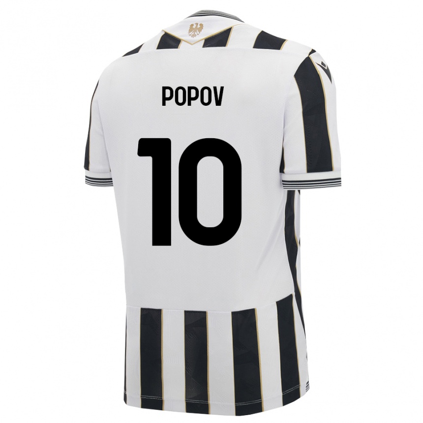 גברים כדורגל Nikolay Popov #10 שחור לבן ורוד ג'רזי ביתית 2026/27