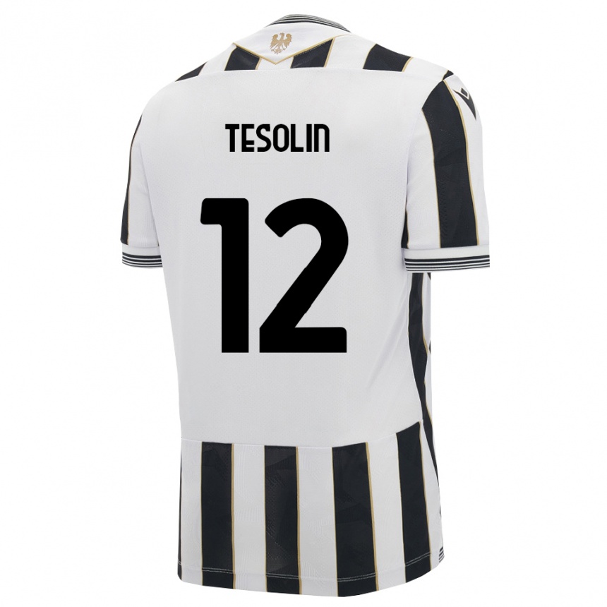 גברים כדורגל Matteo Tesolin #12 שחור לבן ורוד ג'רזי ביתית 2026/27