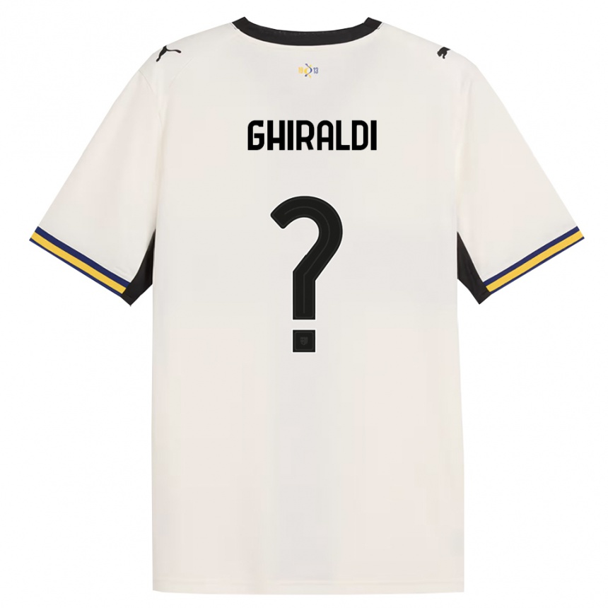 גברים כדורגל Cesare Ghiraldi #0 לבן מבריק שחור צהוב ג'רזי ביתית 2026/27