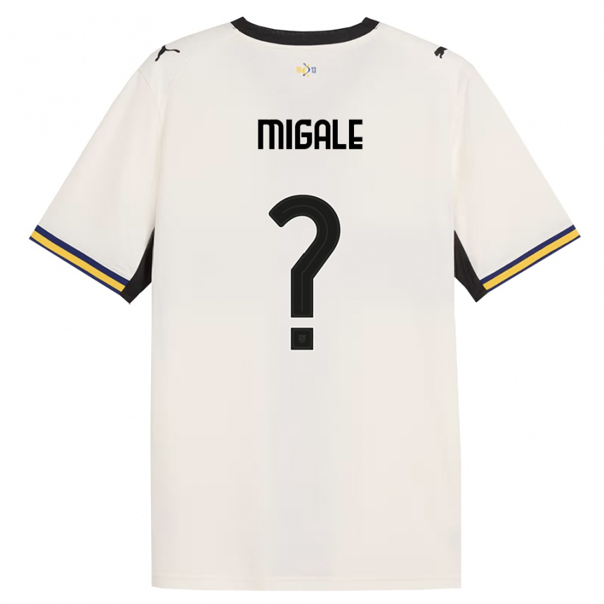 גברים כדורגל Alessandro Migale #0 לבן מבריק שחור צהוב ג'רזי ביתית 2026/27