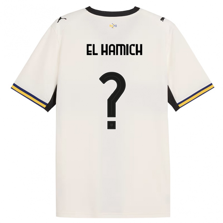גברים כדורגל Anas El Hamich #0 לבן מבריק שחור צהוב ג'רזי ביתית 2026/27
