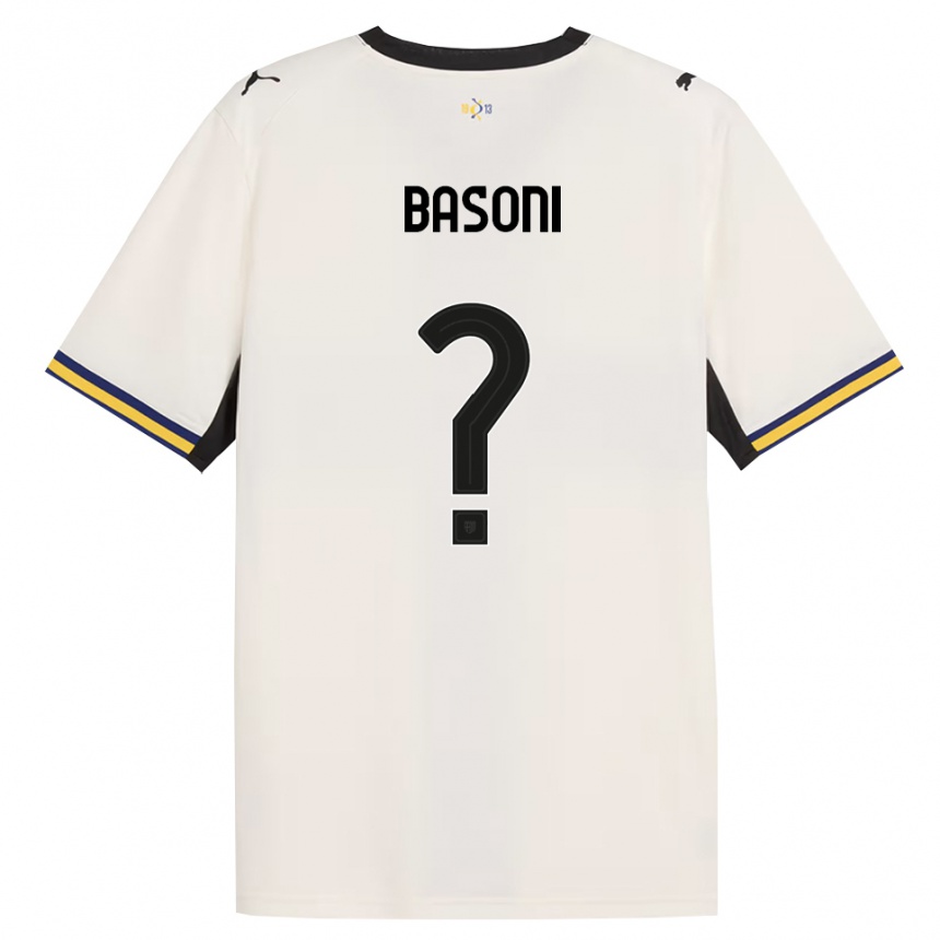 גברים כדורגל Tommaso Basoni #0 לבן מבריק שחור צהוב ג'רזי ביתית 2026/27