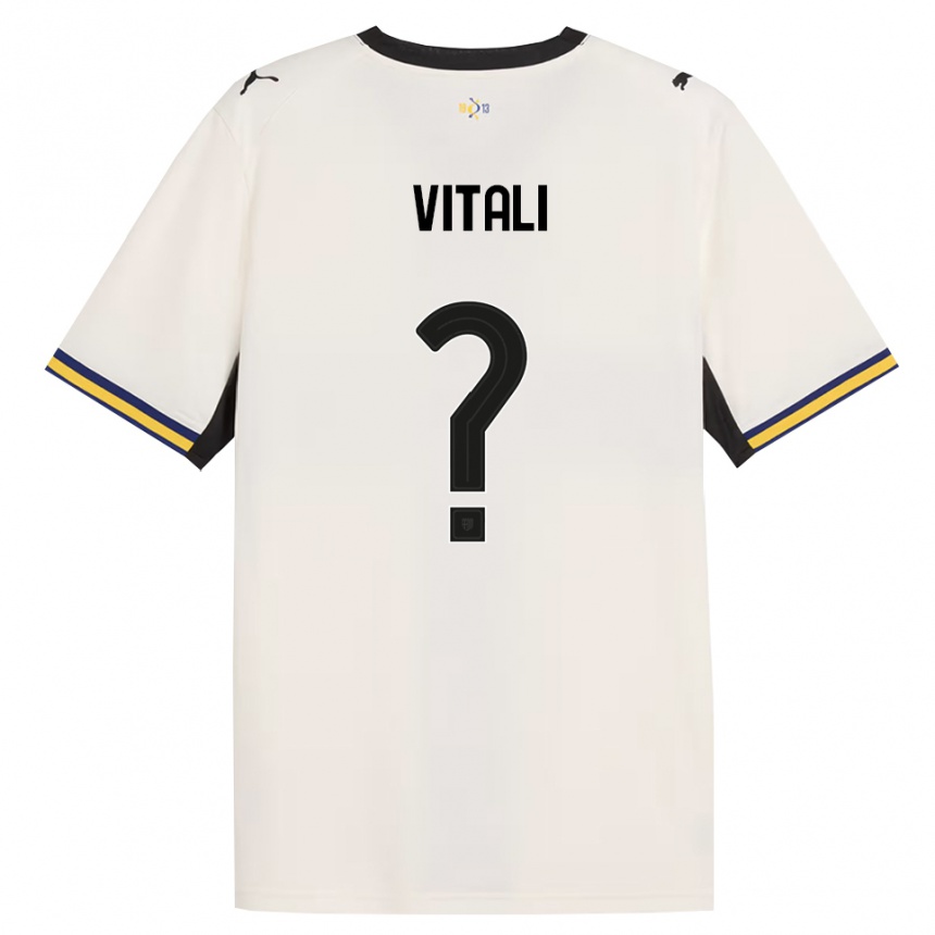 גברים כדורגל Lorenzo Vitali #0 לבן מבריק שחור צהוב ג'רזי ביתית 2026/27