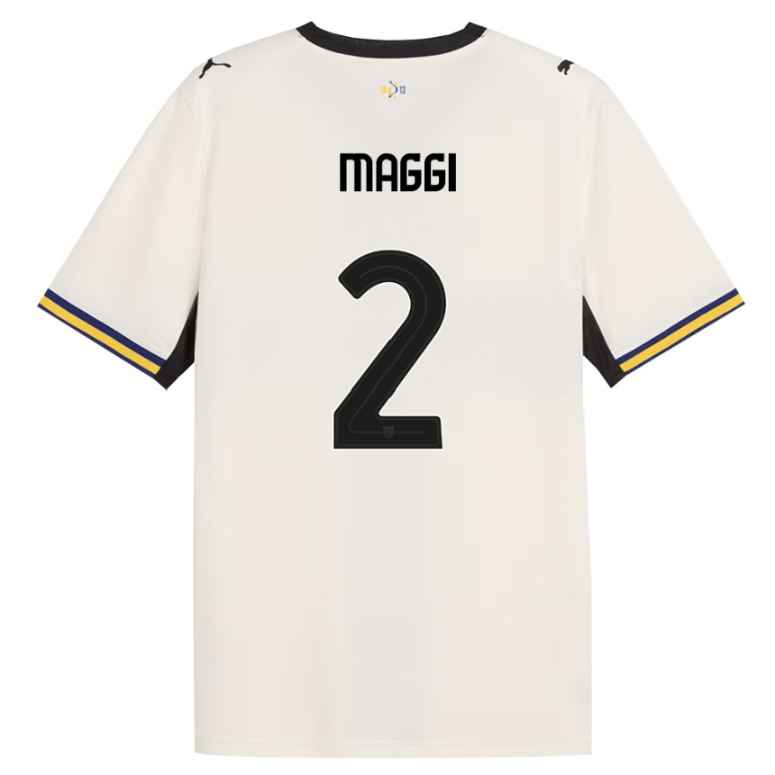 גברים כדורגל Jacopo Maggi #2 לבן מבריק שחור צהוב ג'רזי ביתית 2026/27