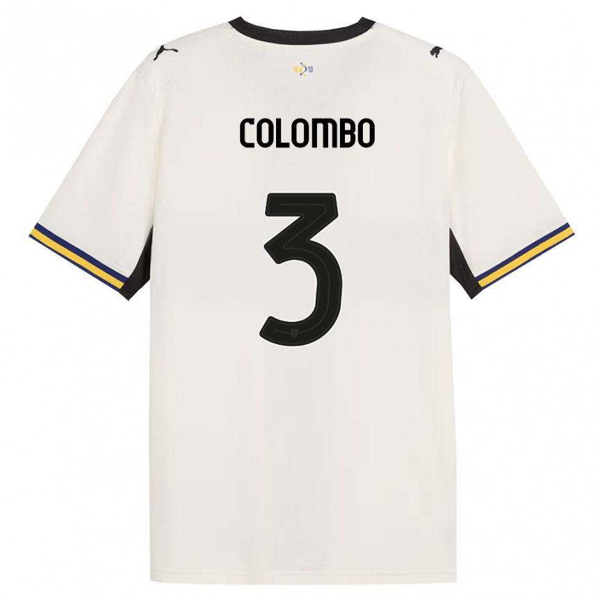 גברים כדורגל Daniel Colombo #3 לבן מבריק שחור צהוב ג'רזי ביתית 2026/27