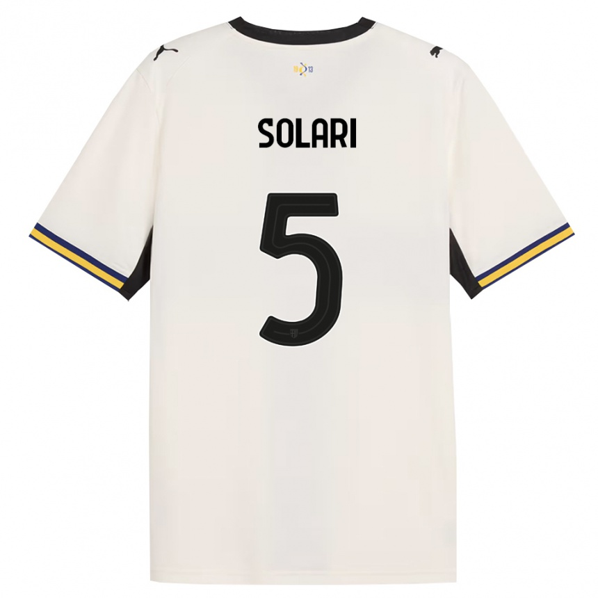 גברים כדורגל Giacomo Solari #5 לבן מבריק שחור צהוב ג'רזי ביתית 2026/27