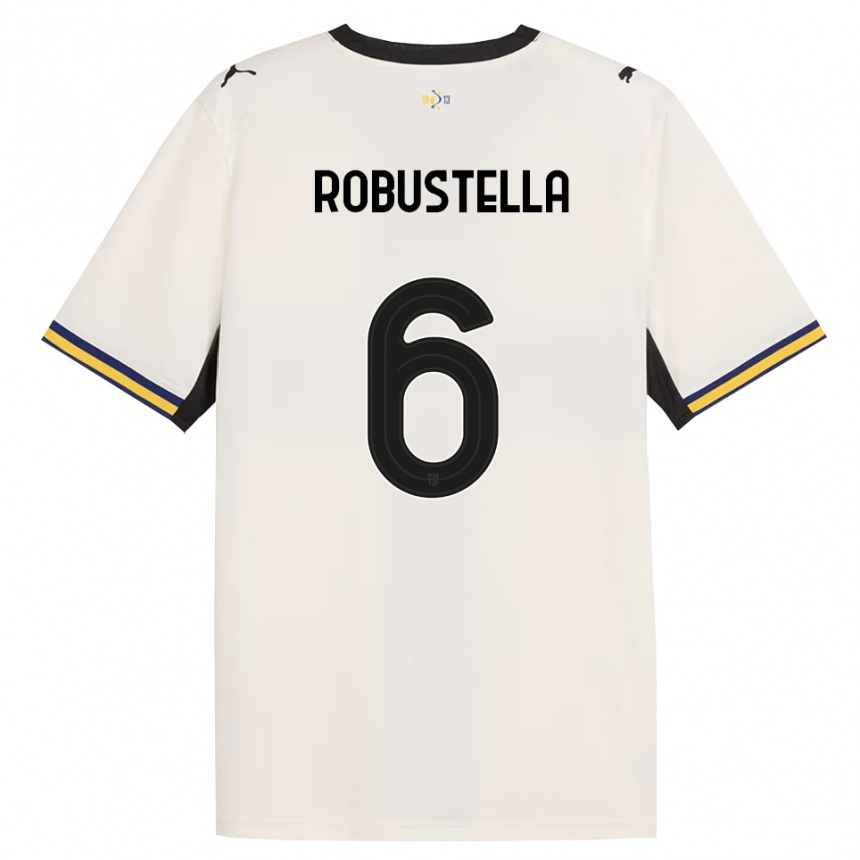 גברים כדורגל Daniele Robustella #6 לבן מבריק שחור צהוב ג'רזי ביתית 2026/27