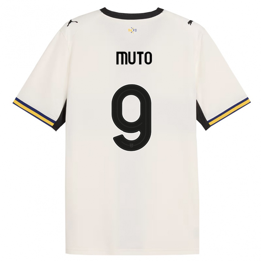 גברים כדורגל Andrea Muto #9 לבן מבריק שחור צהוב ג'רזי ביתית 2026/27 גברים כדורגל Andrea Muto #9 לבן מבריק שחור צהוב ג'רזי ביתית 2026/27