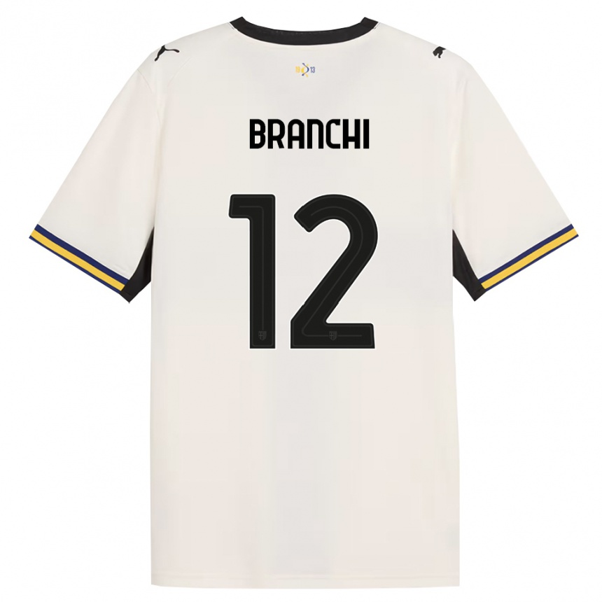 גברים כדורגל Ferruccio Branchi #12 לבן מבריק שחור צהוב ג'רזי ביתית 2026/27