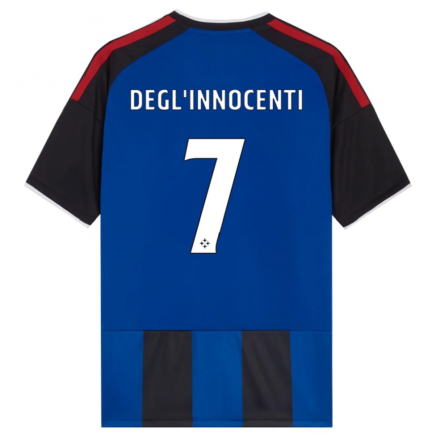 גברים כדורגל Tommaso Degl’innocenti #7 כחול שחור אדום לבן ג'רזי ביתית 2026/27