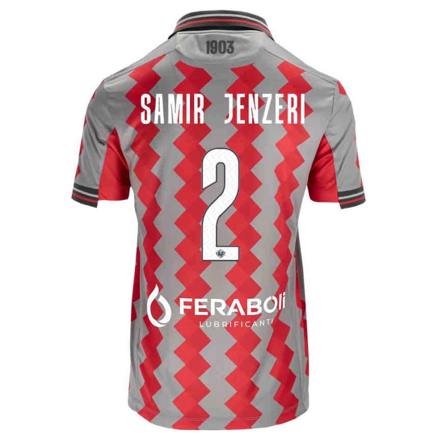 גברים כדורגל Gabriele Samir Jenzeri #2 אפור אדום לבן ג'רזי ביתית 2026/27