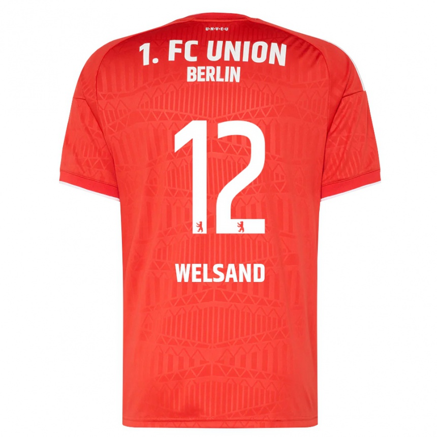 גברים כדורגל Oskar Welsand #12 אדום לבן ג'רזי ביתית 2026/27