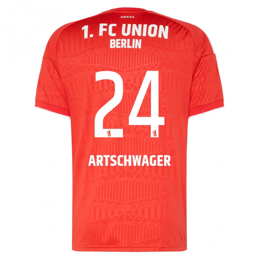 גברים כדורגל Finn Artschwager #24 אדום לבן ג'רזי ביתית 2026/27
