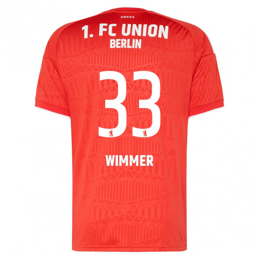 גברים כדורגל Pauline Wimmer #33 אדום לבן ג'רזי ביתית 2026/27
