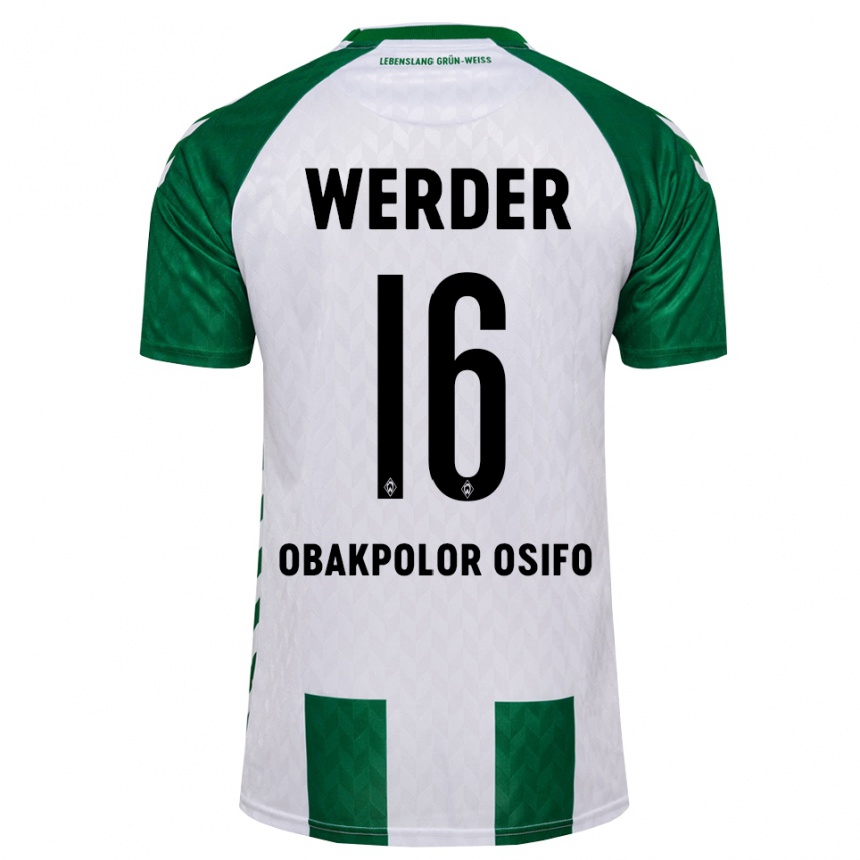 גברים כדורגל Valentin Obakpolor Osifo #16 ירוק לבן ג'רזי ביתית 2026/27