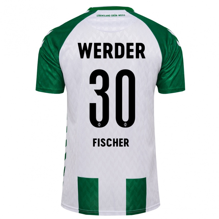גברים כדורגל Vanessa Fischer #30 ירוק לבן ג'רזי ביתית 2026/27