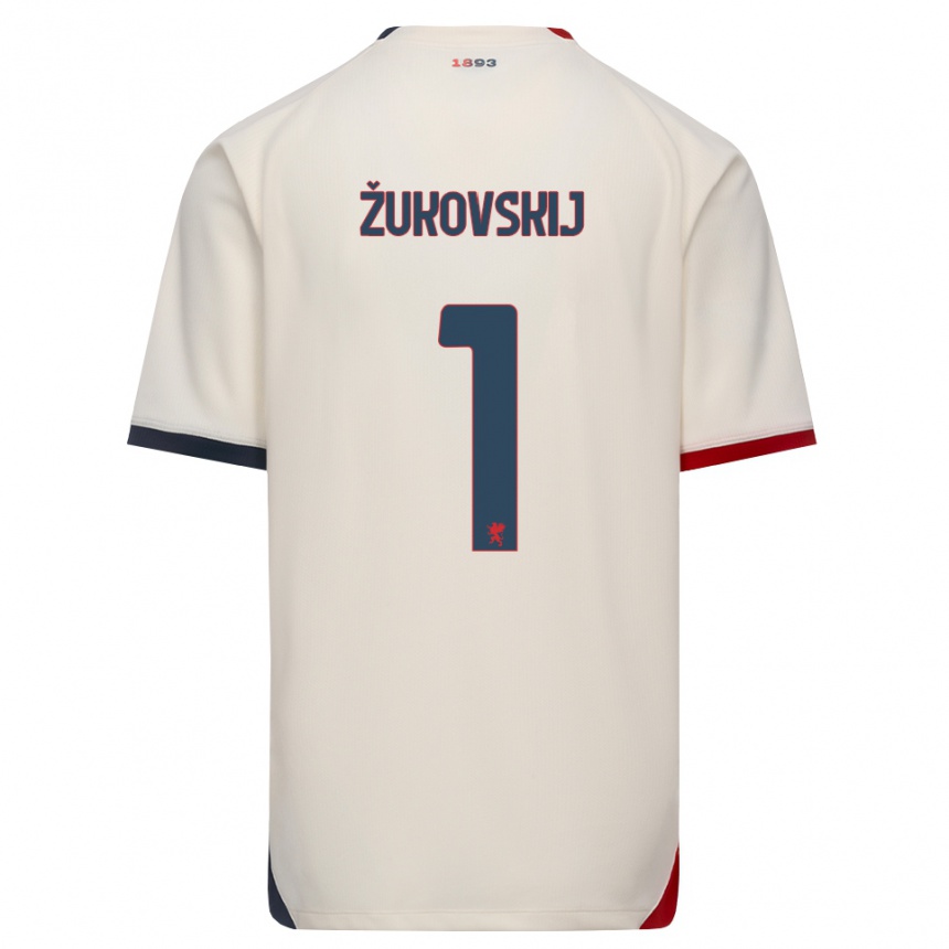 גברים כדורגל Mark Žukovskij #1 לבן מבריק אדום הרחק ג'רזי 2026/27