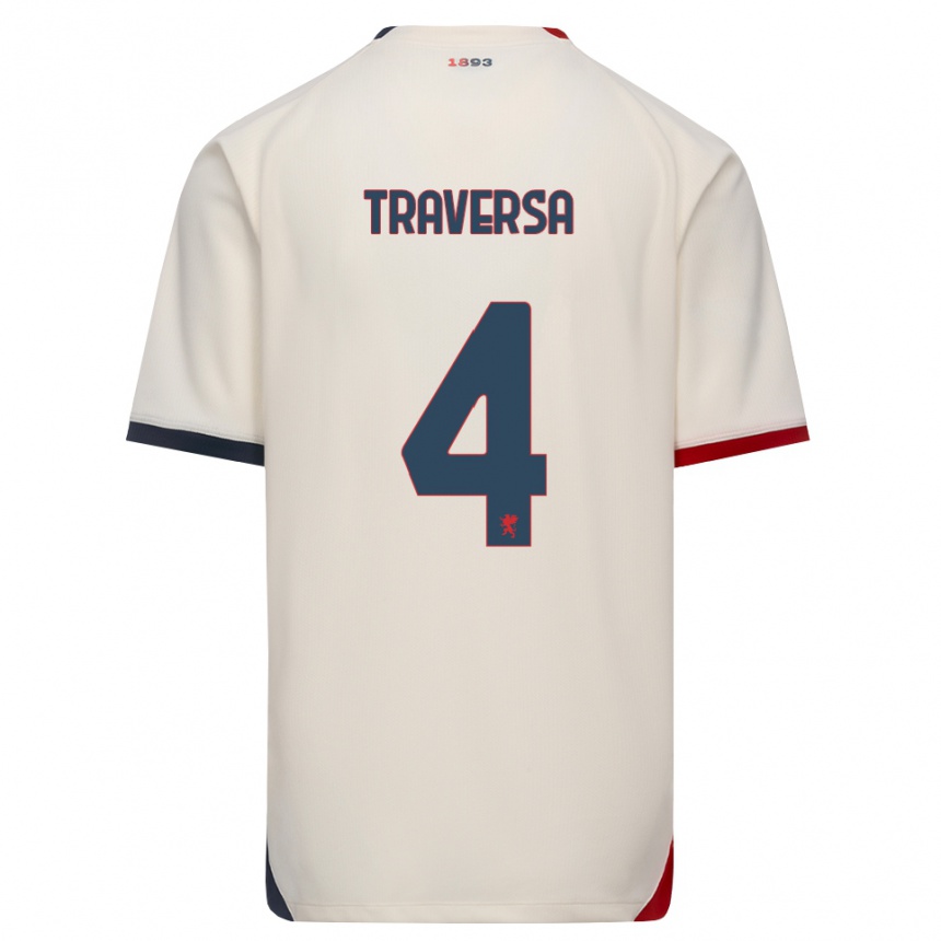 גברים כדורגל Pietro Traversa #4 לבן מבריק אדום הרחק ג'רזי 2026/27