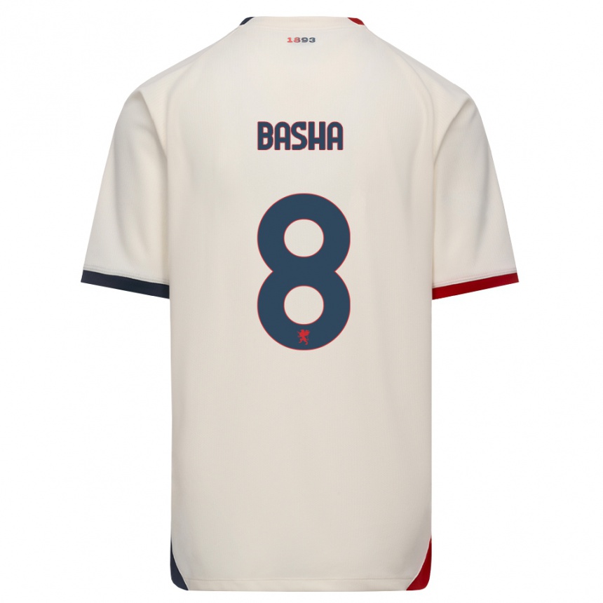 גברים כדורגל Klevis Basha #8 לבן מבריק אדום הרחק ג'רזי 2026/27