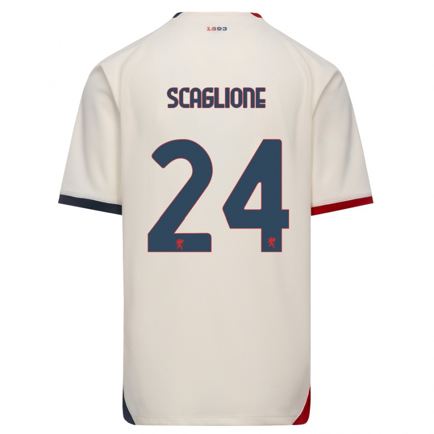 גברים כדורגל Roberto Scaglione #24 לבן מבריק אדום הרחק ג'רזי 2026/27