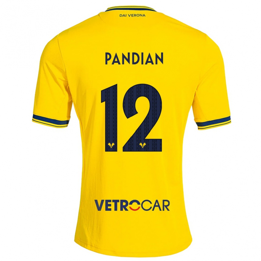 גברים כדורגל Alessandro Pandian #12 צהוב אדום הרחק ג'רזי 2026/27