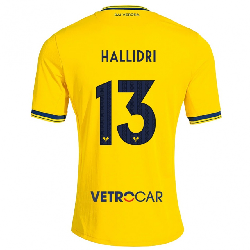 גברים כדורגל Fabian Hallidri #13 צהוב אדום הרחק ג'רזי 2026/27