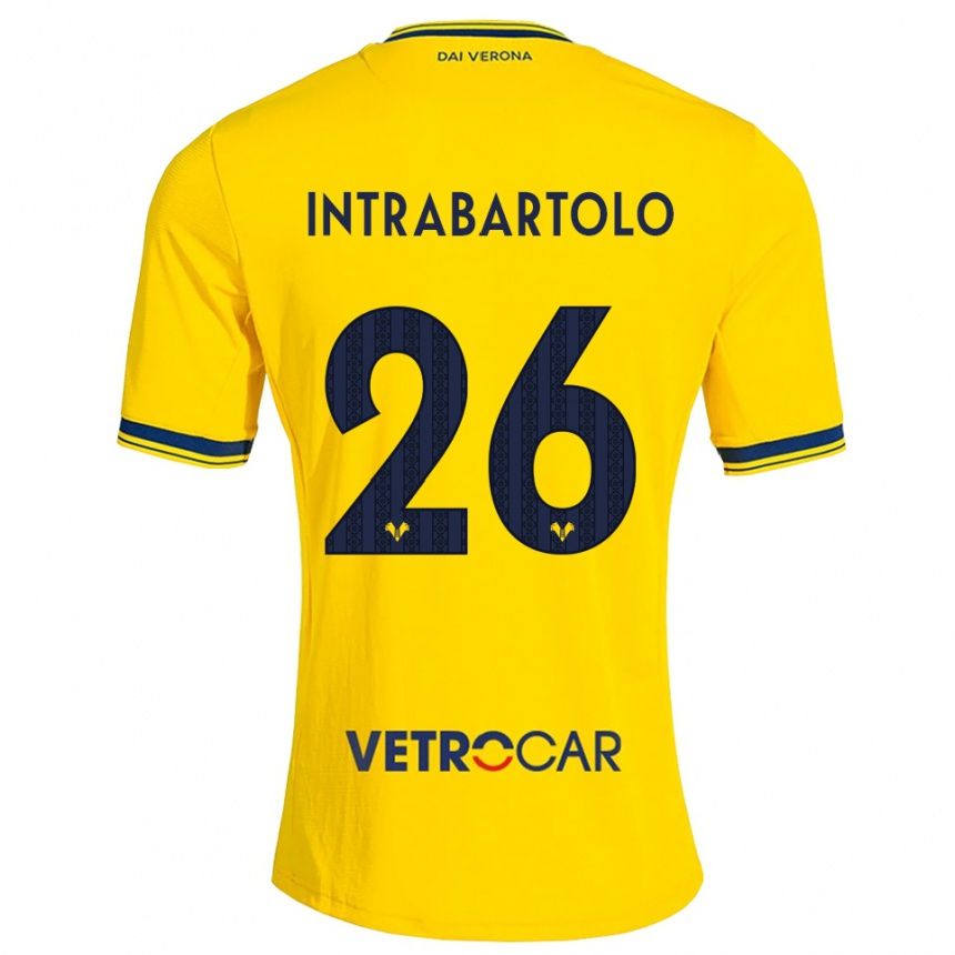 גברים כדורגל Denis Intrabartolo #26 צהוב אדום הרחק ג'רזי 2026/27 גברים כדורגל Denis Intrabartolo #26 צהוב אדום הרחק ג'רזי 2026/27