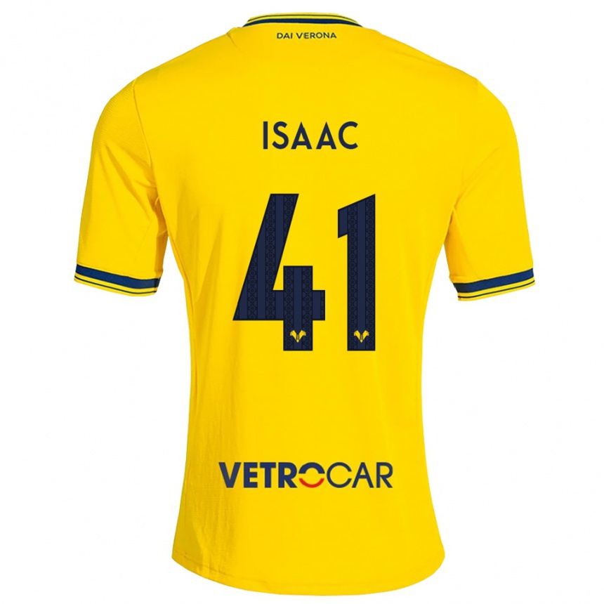 גברים כדורגל Isaac #41 צהוב אדום הרחק ג'רזי 2026/27