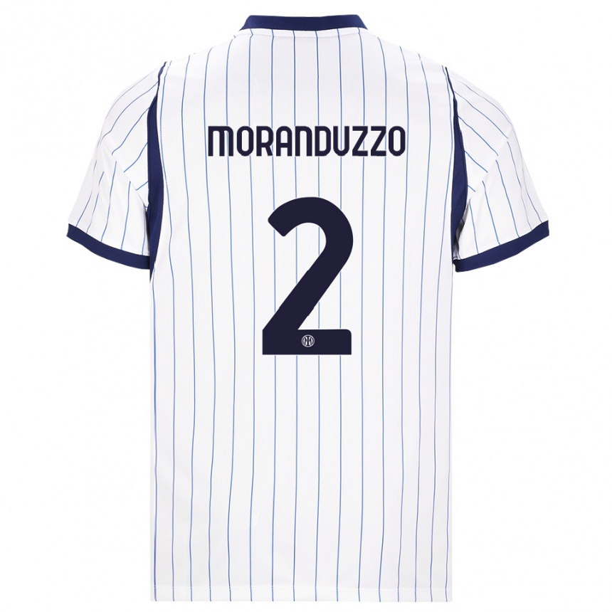 גברים כדורגל Nicolo Moranduzzo #2 לבן כחול כהה הרחק ג'רזי 2026/27