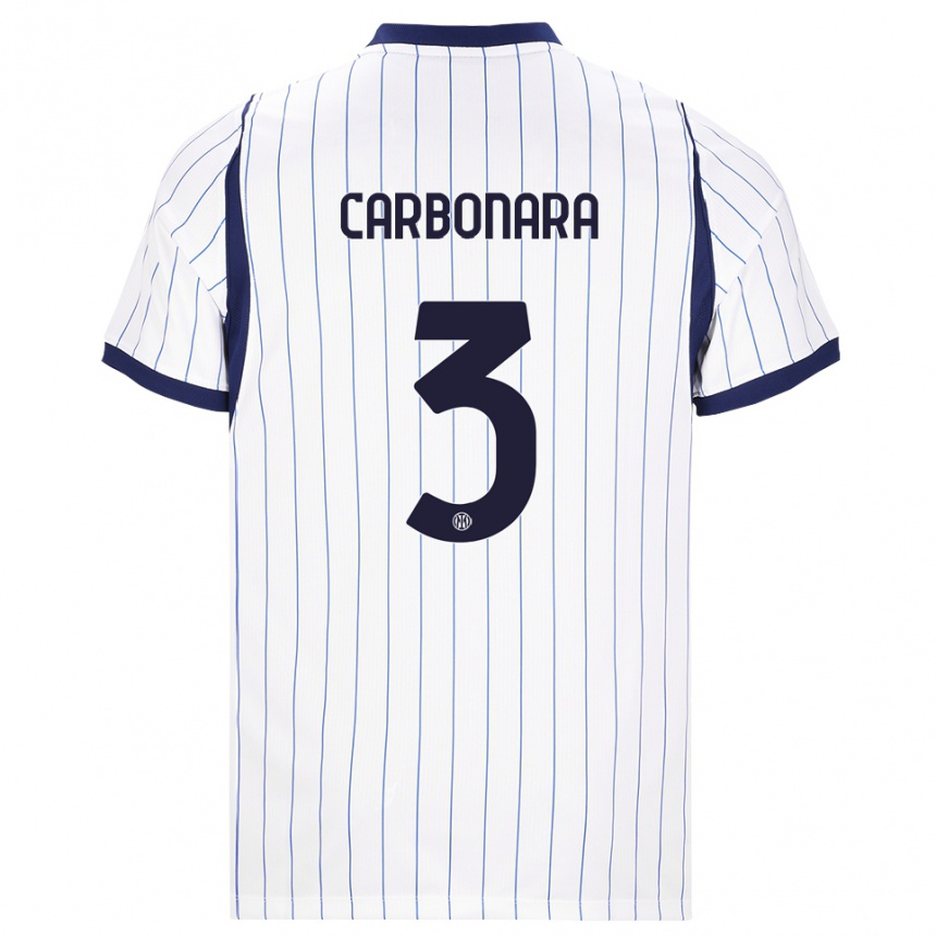 גברים כדורגל Matteo Carbonara #3 לבן כחול כהה הרחק ג'רזי 2026/27