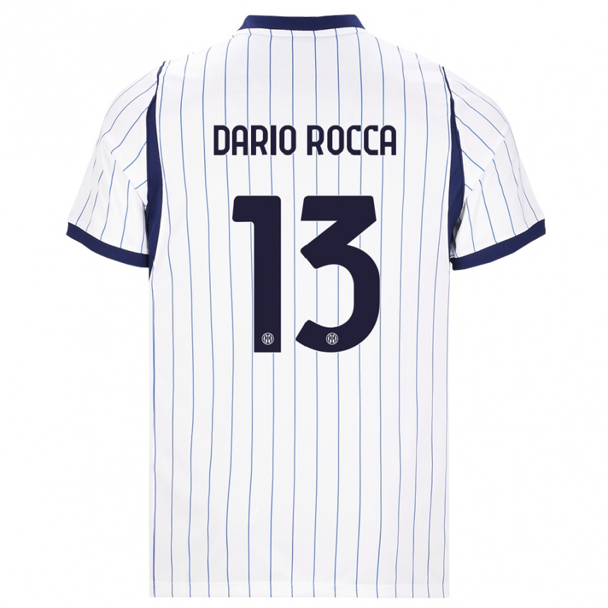 גברים כדורגל Edoardo Dario Rocca #13 לבן כחול כהה הרחק ג'רזי 2026/27
