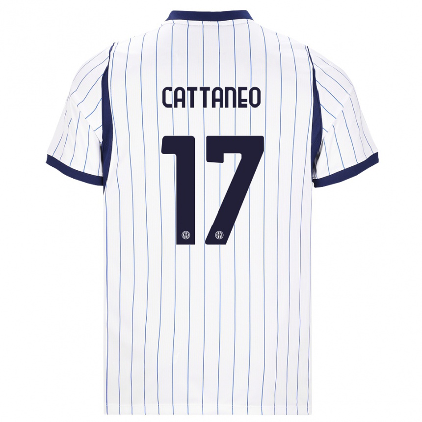 גברים כדורגל Filippo Cattaneo #17 לבן כחול כהה הרחק ג'רזי 2026/27