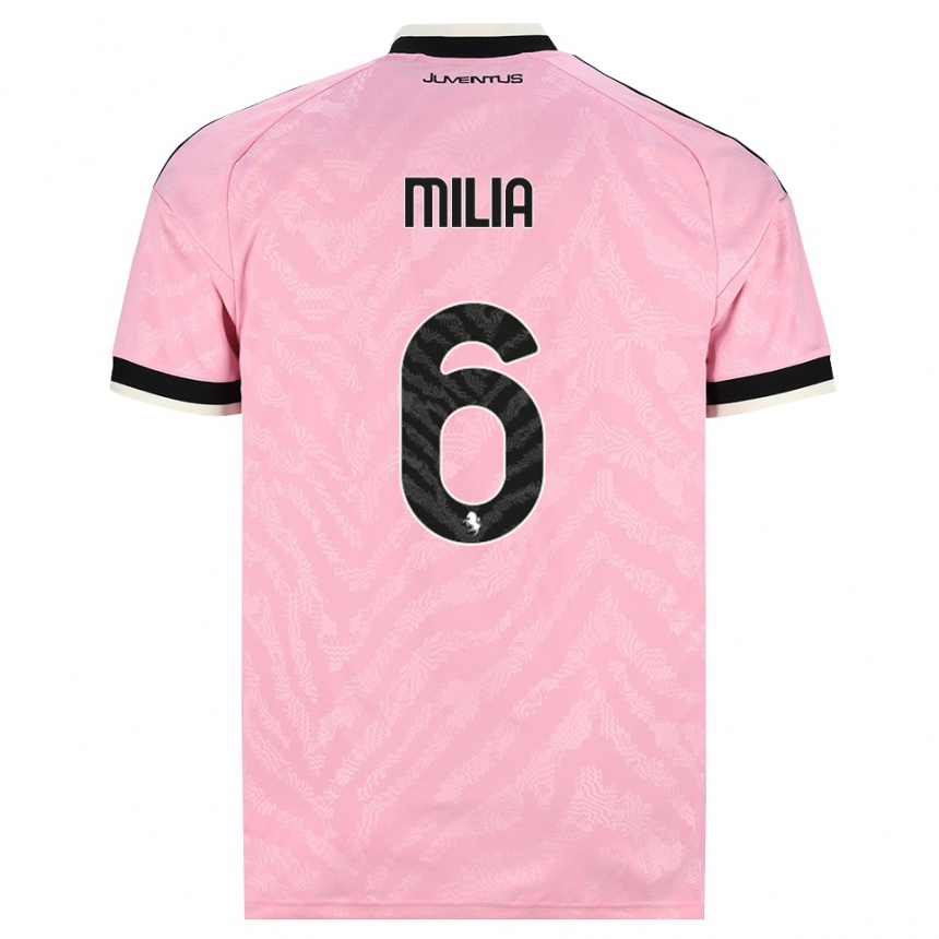 גברים כדורגל Nicolò Milia #6 ורוד שחור הרחק ג'רזי 2026/27