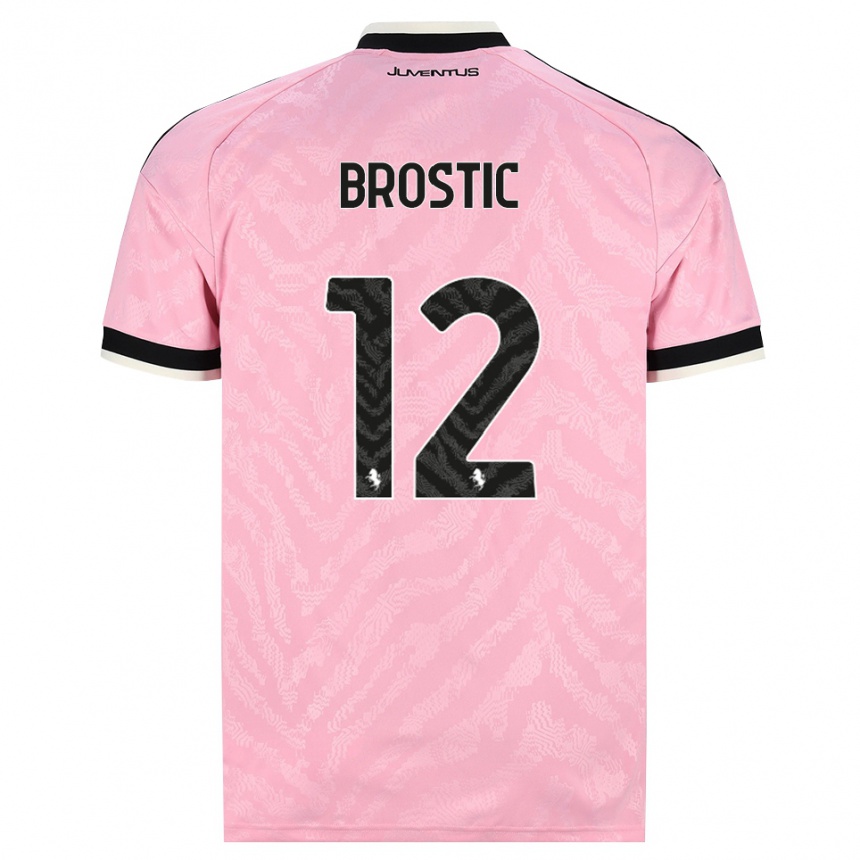 גברים כדורגל Gabriel Brostic #12 ורוד שחור הרחק ג'רזי 2026/27
