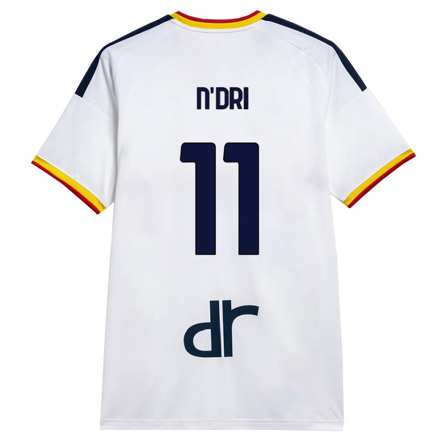 גברים כדורגל Konan N’dri #11 לבן צהוב אדום הרחק ג'רזי 2026/27