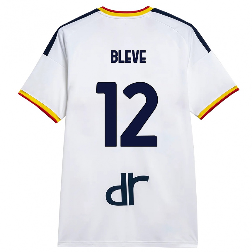 גברים כדורגל Daniele Bleve #12 לבן צהוב אדום הרחק ג'רזי 2026/27