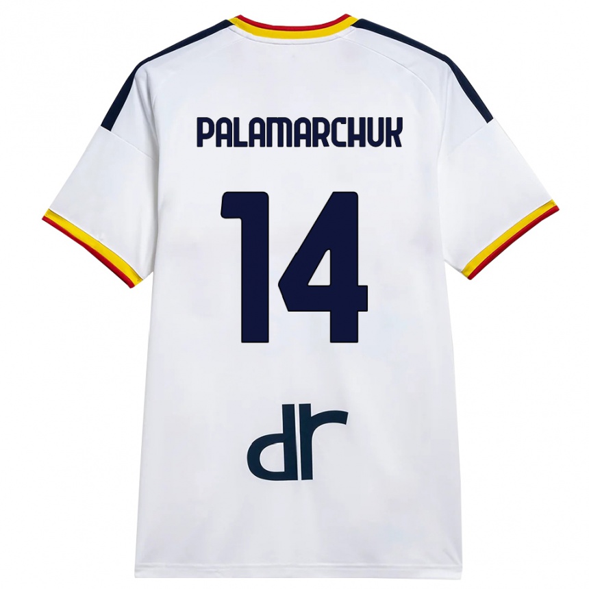 גברים כדורגל Cristiano Vitaly Palamarchuk #14 לבן צהוב אדום הרחק ג'רזי 2026/27