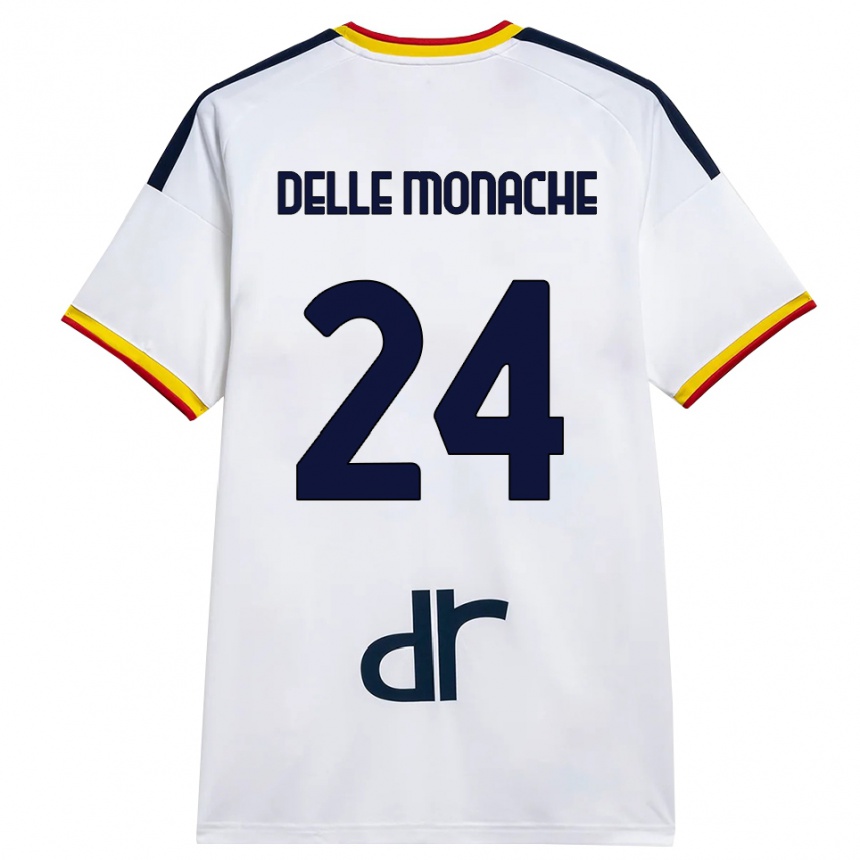 גברים כדורגל Marco Delle Monache #24 לבן צהוב אדום הרחק ג'רזי 2026/27