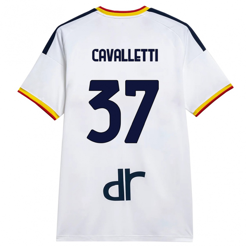 גברים כדורגל Cristian Cavalletti #37 לבן צהוב אדום הרחק ג'רזי 2026/27