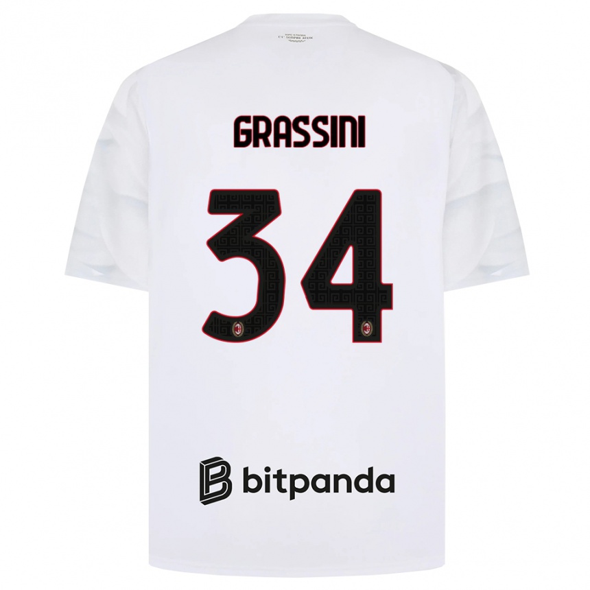 גברים כדורגל Riccardo Grassini #34 לבן אדום שחור הרחק ג'רזי 2026/27 גברים כדורגל Riccardo Grassini #34 לבן אדום שחור הרחק ג'רזי 2026/27